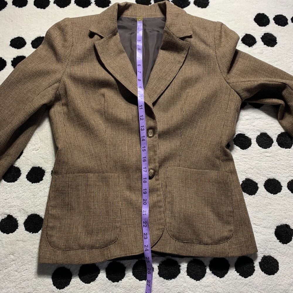 Vintage 60s 70s Tweed Wool Blend Blazer Midi Skirt 2 Piece Mod Retro Set - Picture 13 of 16
